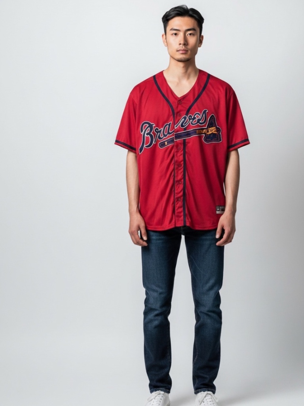 Men’s Red Atlanta Braves Baseball Jersey Size Large